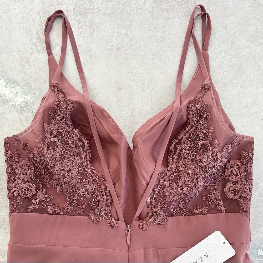 AZAZIE Lennon A-Line Lace Strappy Back Chiffon Dress, Amethyst 12 NWT - Picture 8 of 13